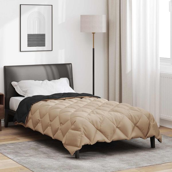 vidaXL Talvityyny Mustaa ja taupe 200 x 140 cm Mikrokuitu