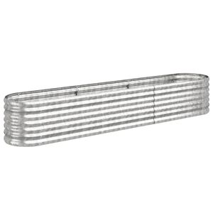 vidaXL Korotettu kukkalaatikko galvanoitu teräs 224x40x36 cm hopea