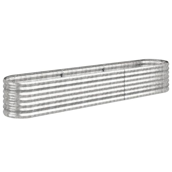 vidaXL Korotettu kukkalaatikko galvanoitu teräs 224x40x36 cm hopea