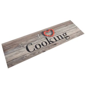 vidaXL Keitti&ouml;n pest&auml;v&auml; lattiamatto Cooking harmaa 45x150 cm sametti