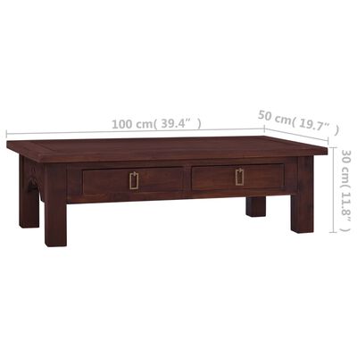 vidaXL Sohvapöytä klassinen ruskea 100x50x30 cm täysi mahonki