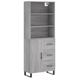 vidaXL Kaappi harmaa Sonoma 69,5x34x180 cm tekninen puu