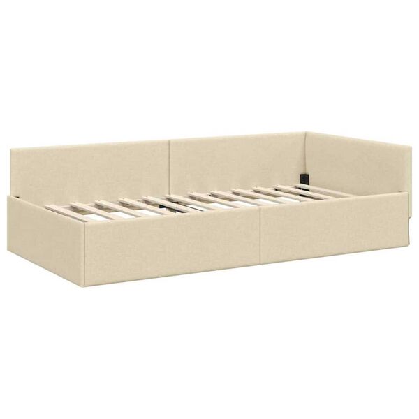 vidaXL Kulmavuoteen runko päätyllä Kerma 80 cm x 200 cm Sametti