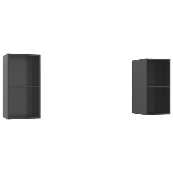 vidaXL Seinäkiinnitettävät TV-tasot 2kpl korkeak. harmaa tekninen puu