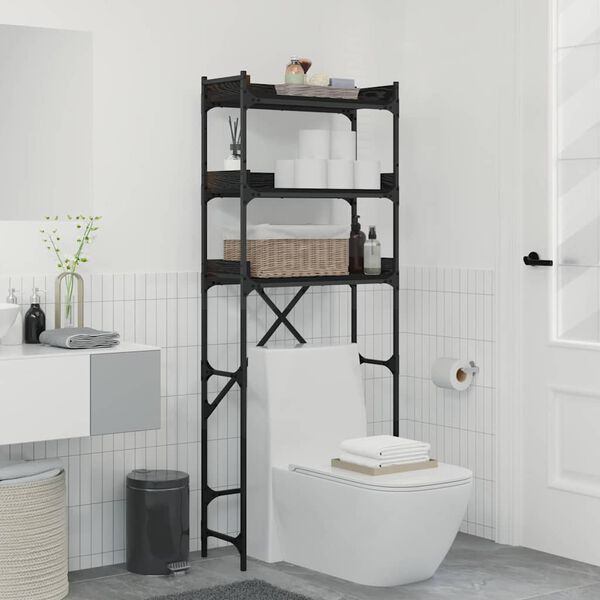 vidaXL Pesukoneen hylly Musta 0ak 67 x 25 x 163 cm Tekninen puu