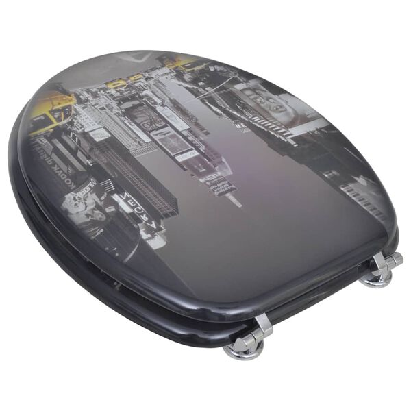 vidaXL WC-istuimet hard-close kansilla 2 kpl MDF New York -kuosi