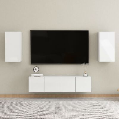 vidaXL TV-taso korkeakiilto valkoinen 30,5x30x60 cm lastulevy
