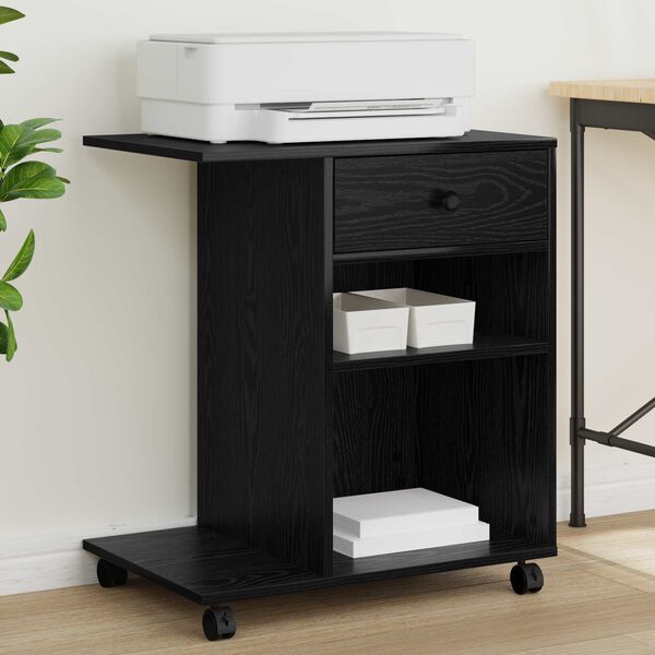 vidaXL Tulostinpidike Musta tammi. 60 x 40 x 68.5 cm Tekninen puu