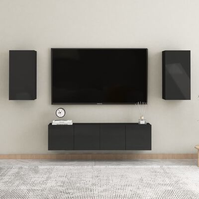 vidaXL TV-tasot 2 kpl korkeakiilto musta 30,5x30x60 cm lastulevy