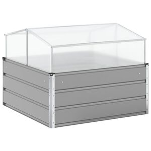 vidaXL Kukkalaatikko Vaaleanharmaa 100 x 100 x 77 cm Galvanoitu ter&auml;s