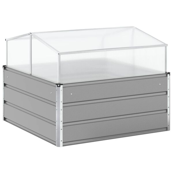 vidaXL Kukkalaatikko Vaaleanharmaa 100 x 100 x 77 cm Galvanoitu ter&auml;s