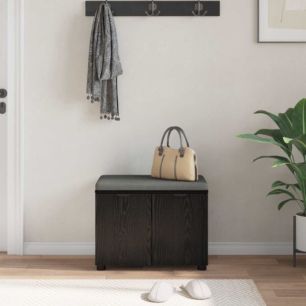 vidaXL Halli penkki tyynyll&auml; ovella Musta tammi. 60 x 38 x 46 cm