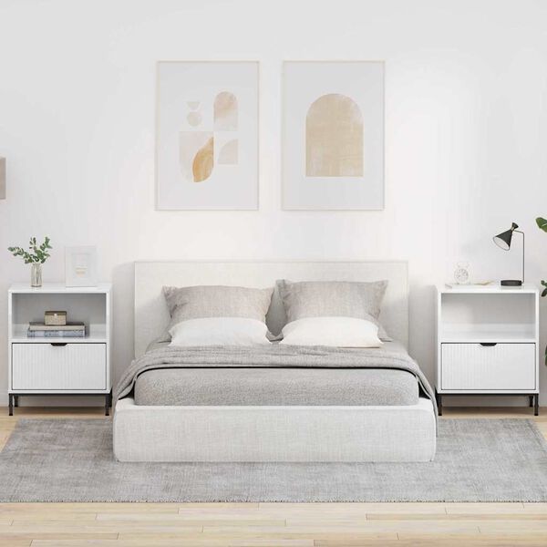 vidaXL Y&ouml;p&ouml;yt&auml;kaappi 2 pcs Korkeakiilto valkoinen 49 x 36 x 61 cm