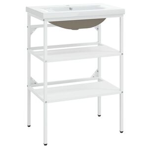 vidaXL Kylpyhuoneen pesualtaan runko pesualtaalla valkoinen rauta