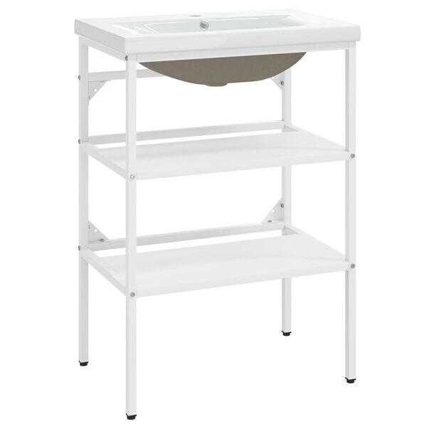 vidaXL Kylpyhuoneen pesualtaan runko pesualtaalla valkoinen rauta