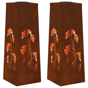 vidaXL Aurinko LED-polkuvalo 2 pcs Ruosteinen Kulunut Ter&auml;s