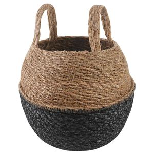 vidaXL Kasviruukku kahvoilla Musta &Oslash; 22 x 20 cm 100% Merihein&auml;