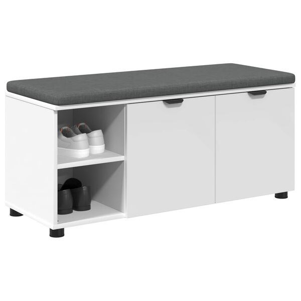 vidaXL Halli penkki tyynyll&auml; Yksiv&auml;rinen Valkoinen 100 x 38 x 46 cm