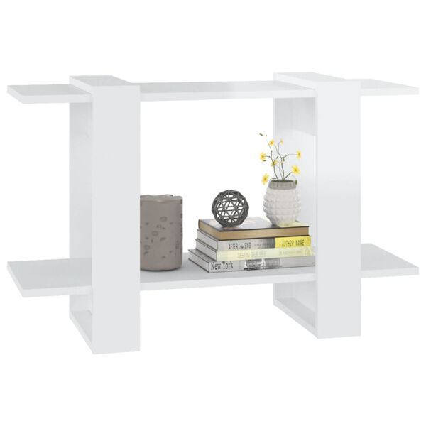 vidaXL Kirjahylly/tilanjakaja korkeakiilto valkoinen 80x30x51 cm