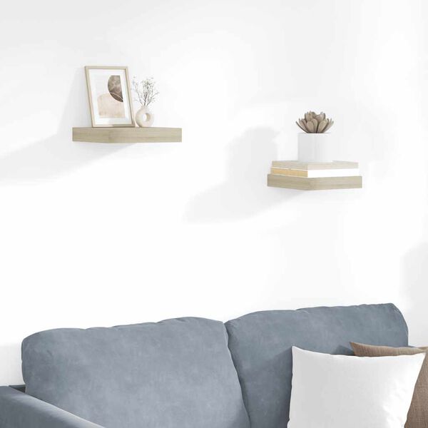 vidaXL Kelluvat sein&auml;hyllyt 2 kpl tammen v&auml;rinen 23x23,5x3,8 cm MDF