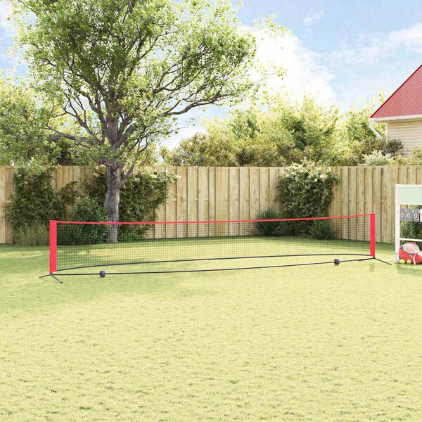 vidaXL Tennisverkko Musta ja punainen 595 x 90,5 x 87 cm Polyesteri