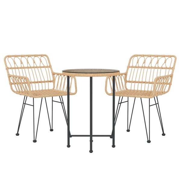 vidaXL 3-osainen Ulkoruokailuryhmä polyrottinki