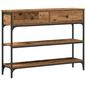 vidaXL Konsolip&ouml;yt&auml; hyllyll&auml; Vanha puu 100 x 25 x 75 cm Tekninen puu