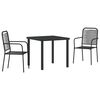 vidaXL Piharuokailu setti 3 kpl Musta Jauhemaalattu Ter&auml;s
