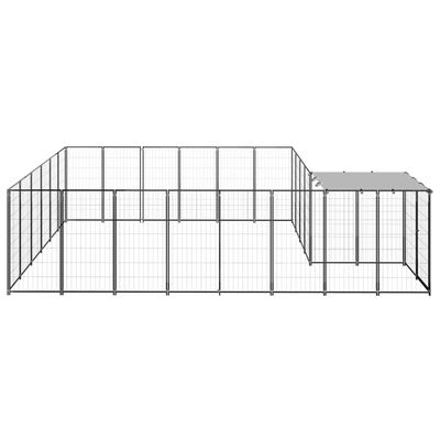 vidaXL Koiranhäkki musta 12,1 m² teräs