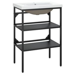 vidaXL Kylpyhuoneen pesualtaan runko pesualtaalla musta rauta