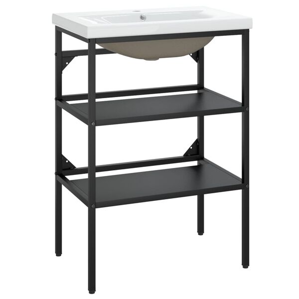 vidaXL Kylpyhuoneen pesualtaan runko pesualtaalla musta rauta