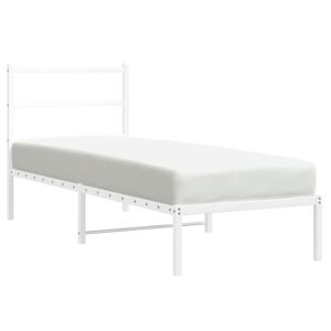 vidaXL Metallis&auml;ngynrunko ilman patjaa p&auml;&auml;tylevy valkoinen 75x190 cm