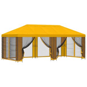 vidaXL Puutarhamaja sivuseinill&auml; 6 x 3 m Keltainen Polyesteri ja ter&auml;s