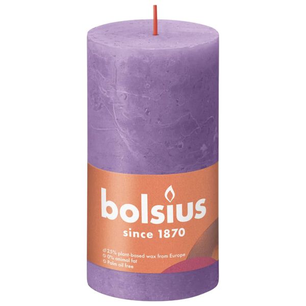 Bolsius Pilarikynttil&auml;t Shine 4 kpl rustiikkinen 130x68 mm violetti