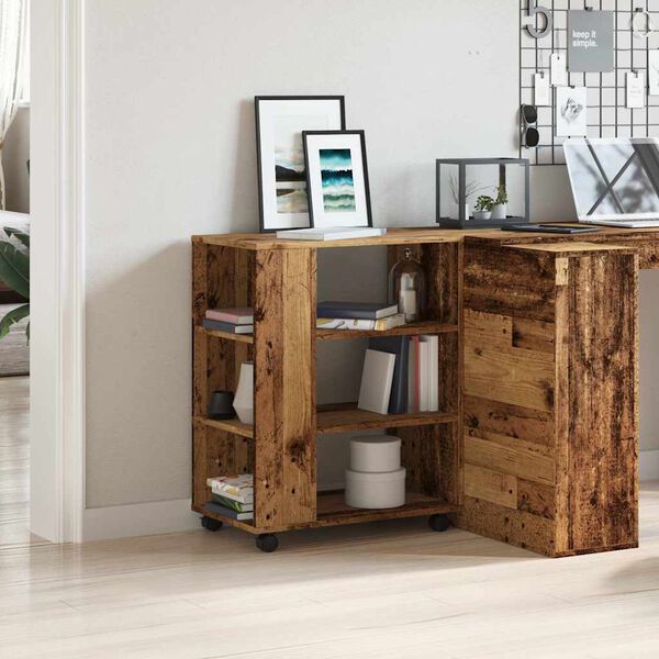 vidaXL Kaappi pyörillä vanhaa puuta 60x35x75 cm lastulevy