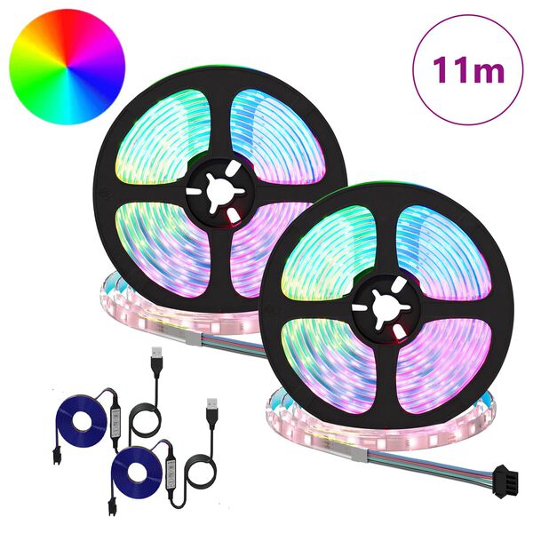 vidaXL LED-nauha 4 pcs Musta ja l&auml;pin&auml;kyv&auml; 550 x 0,8 x 0,3 cm