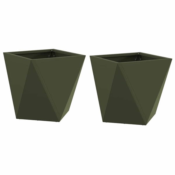vidaXL Kukkalaatikko 2 pcs Oliivivihre&auml; 30 x 30 x 30 cm Ter&auml;s