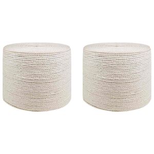 vidaXL Juutti K&ouml;ysi 2 kpl 2 mm valkoinen 100% Tossa juutti
