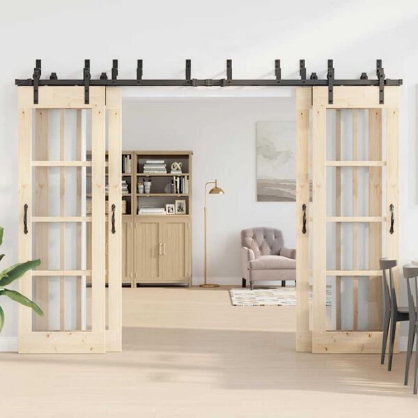 vidaXL Liukuoven asennussarja ter&auml;s 305 cm musta