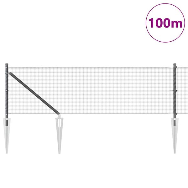 vidaXL Aitalatu Harmaa 100 x 0,5 m (16 x 16 mm verkko) Ter&auml;s ja PVC