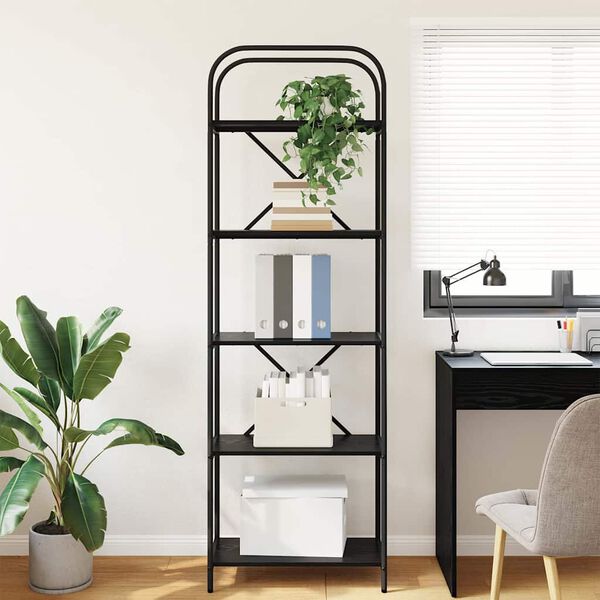 vidaXL Kirjahylly Musta tammi. 60 x 30 x 183 cm Tekninen puu