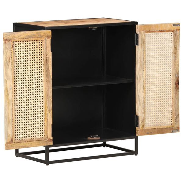 vidaXL Senkki 60x35x75 cm karkea mangopuu ja luonnollinen ruoko