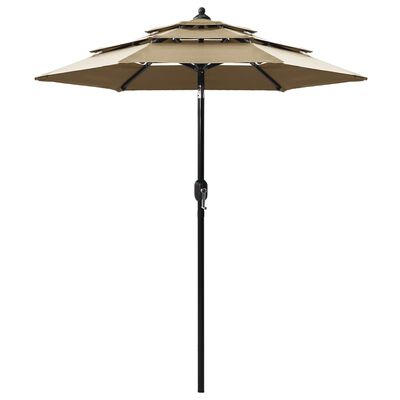 vidaXL 3-tasoinen aurinkovarjo alumiinitanko harmaanruskea 2 m