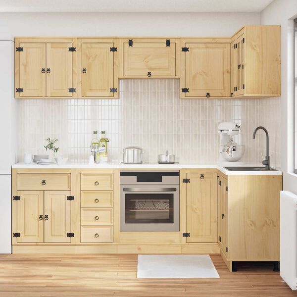 vidaXL Kaappi hyllyll&auml; SKI 10 pcs Hunaja Ruskea Massiivinen m&auml;nty