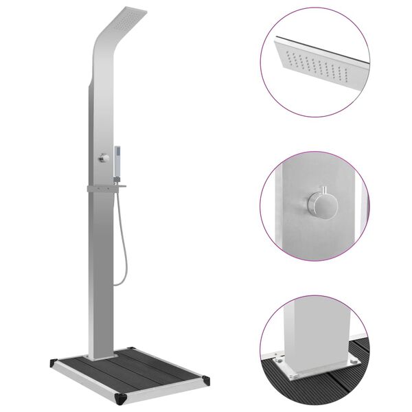 vidaXL Ulkosuihku alustalla WPC ruostumaton ter&auml;s