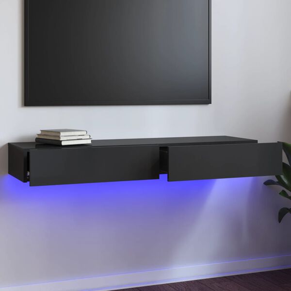 vidaXL TV-taso LED-valoilla korkeakiilto harmaa 120x35x15,5 cm