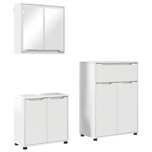 vidaXL Kylpyhuonekalustesetti hyllyll&auml; 3 pcs Korkean kiillon valkoinen
