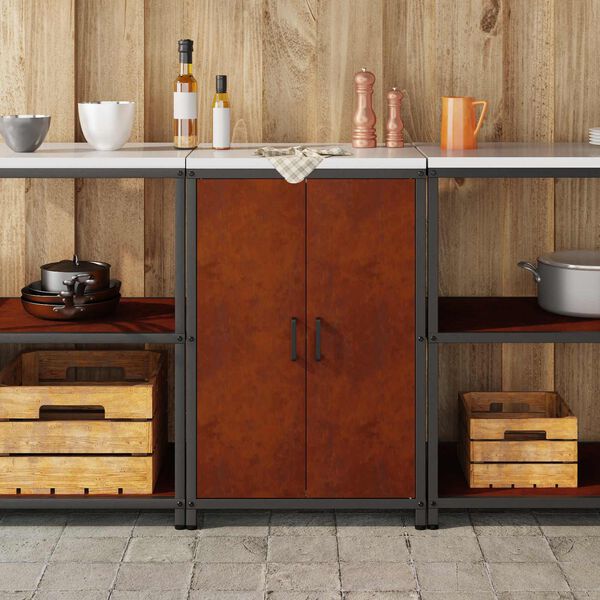 vidaXL Keitti&ouml;n s&auml;ilytys hyllyll&auml; Ruosteinen 60 x 50 x 92 cm Ter&auml;s