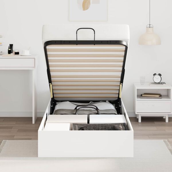 vidaXL Ottoman S&auml;ngyn Runko Valkoinen 80,5 x 200 cm K&auml;sitelty puu