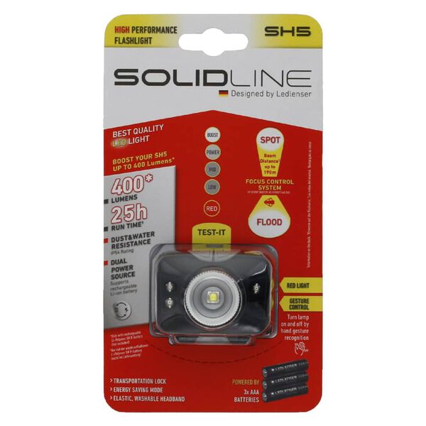 SOLIDLINE LED-otsalamppu SH5 400 lm punainen valo